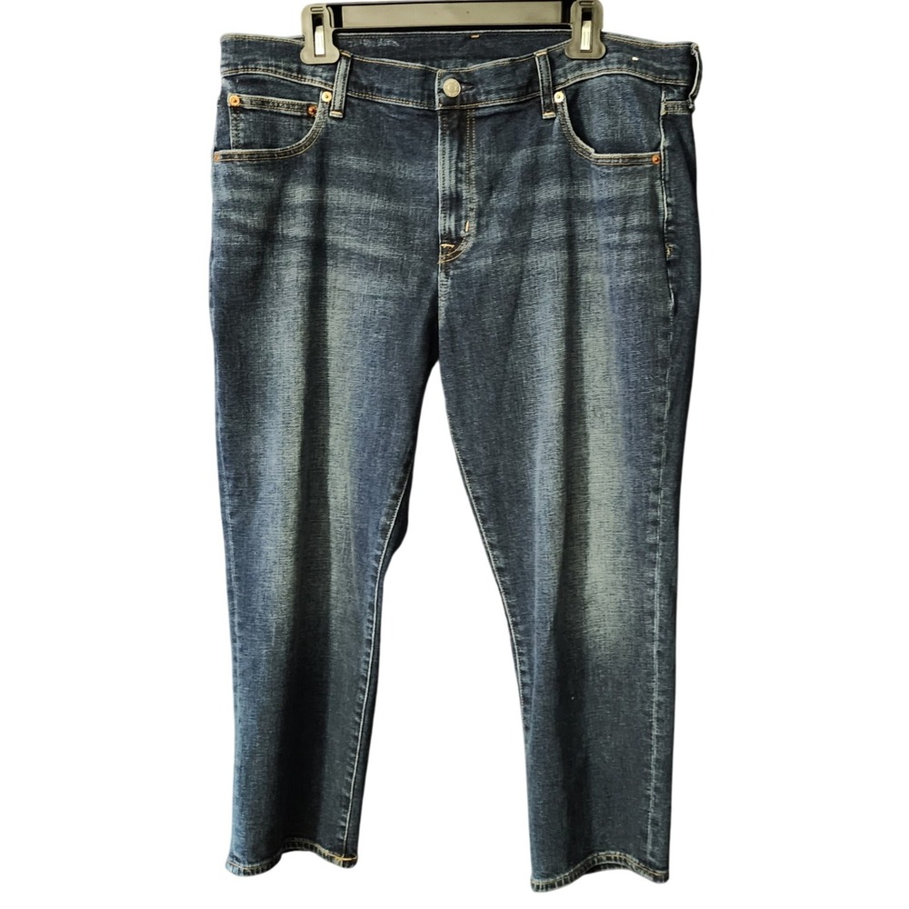 Gap Women Jeans Dark Wash Girlfriend Mid Rise Stretch 32/14 Short